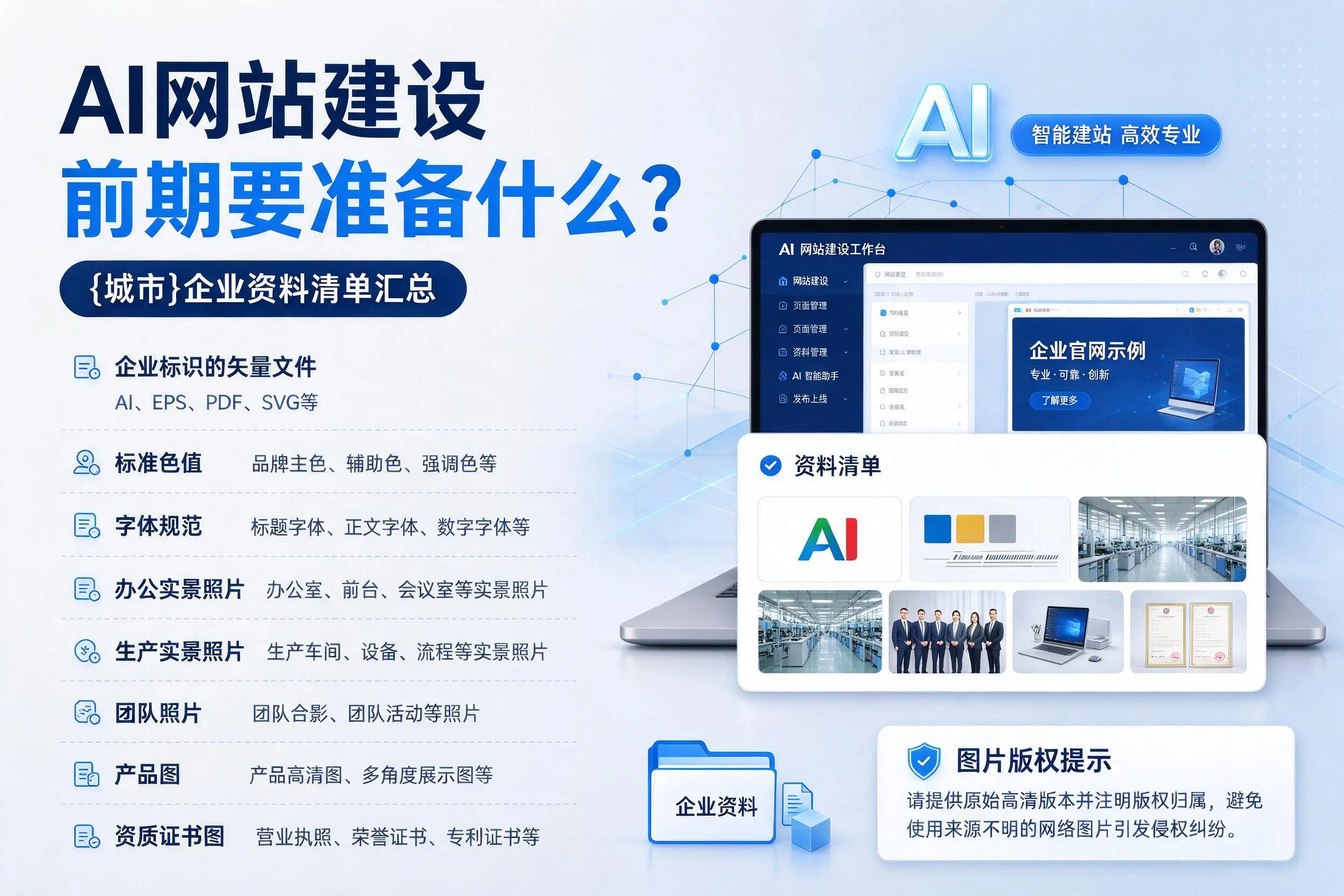 AI网站建设前期要准备什么?北海企业资料清单汇总